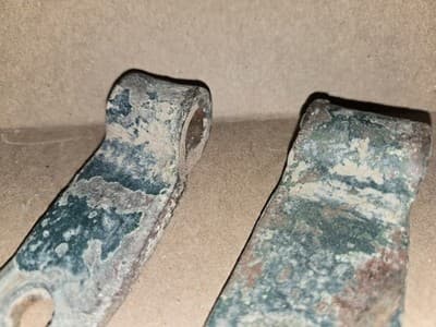 2 Large Antique 1800s Strap Hinges Wrought Iron Door Hardware 24.5" & 23.5" - Thumbnail 11