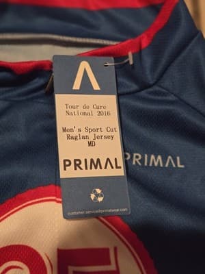 Primal Cycling Jersey Mens Medium M Tour de Cure Blue Red New NWT - Thumbnail 5