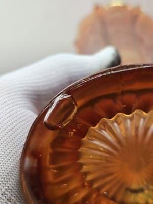 Vintage Orange Iridescent Carnival Glass 10 inch Vase Trumpet Flared Art Glass - Thumbnail 9