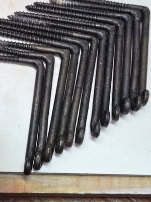 Vintage Hammered Hand Forged Black Wrought Iron L Shaped Screw Hooks Lot Of 18 - Thumbnail 11
