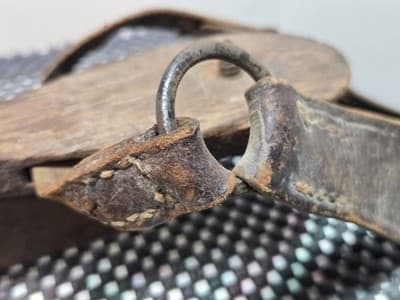 Antique Colonial American Curled Toe Metal & Wood Ice Skate Mid 17th Century - Thumbnail 8