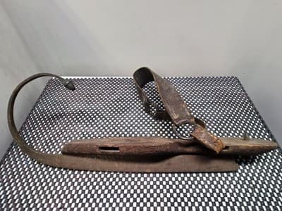 Antique Colonial American Curled Toe Metal & Wood Ice Skate Mid 17th Century - Thumbnail 11