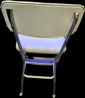 Vintage Cosco Kitchen Step Stool Flip-Up Seat Chrome Vinyl Garage Utility Tools - Thumbnail 3