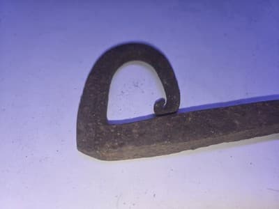 Antique Hand Forged Iron Tent Spike Drive-in Hook Betty Lamp Holder Pigtail End - Thumbnail 3