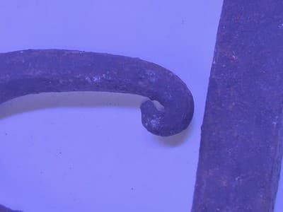 Antique Hand Forged Iron Tent Spike Drive-in Hook Betty Lamp Holder Pigtail End - Thumbnail 6