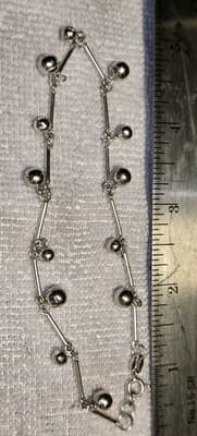 Dainty dangling ball 925 sterling silver braclet - Thumbnail 2