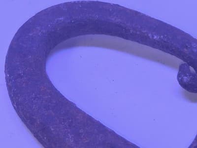 Antique Hand Forged Iron Tent Spike Drive-in Hook Betty Lamp Holder Pigtail End - Thumbnail 5