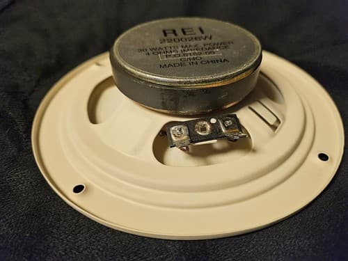 New REI 6" Cone Speaker 220026 White W/ grill 30W 4 Ohm RV Auto Home Garage - Thumbnail 3