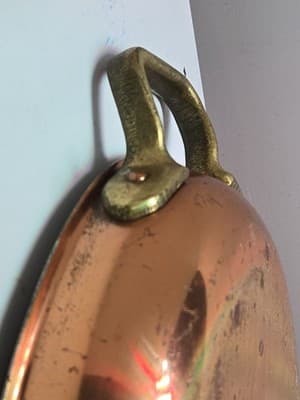 VTG Tagus Chef Copper Oval Sauté Fish Gratin Pan 10" Brass Handles Made Portugal - Thumbnail 5