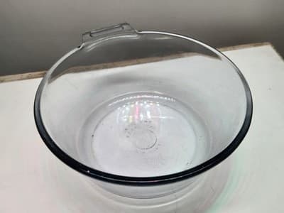 VINTAGE 1940'S PYREX FLAMEWARE Blue Tint Saucepan Bowl 832 B 7” - Thumbnail 4