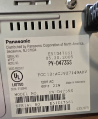 PANASONIC PV-D4735S VCR VHS and DVD Combo Player FOR REPAIR OR PARTS SEE DESCRIP - Thumbnail 3