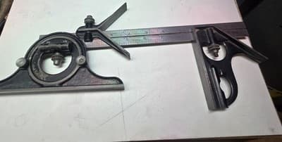 L.S.S. QCo Stamped Starrett Combination Square w/No. Protractor,12" ruler - Thumbnail 3
