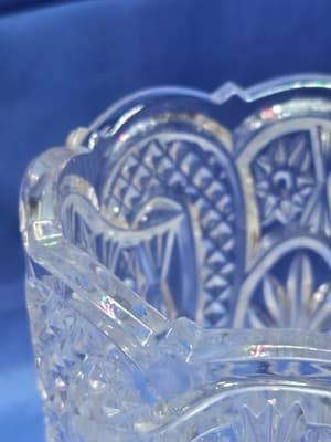 Antique US Glass Co 15150 Art Cut Vase Pinwheel Hobstar EAPG Marked U 1913 - Thumbnail 5