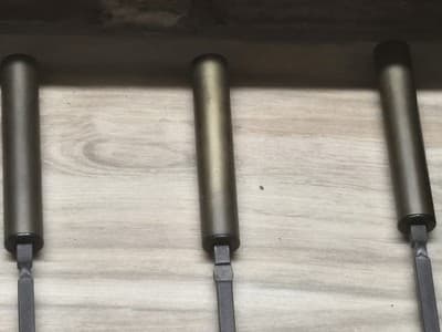 Vintage MCM Mid Century Modern Fireplace Tool Set Brass Cylinder Handles Seymour - Thumbnail 3