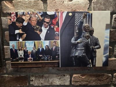 PRES. DONALD J TRUMP Photo Collage 18x9.5 DTS 1/4" White PVC Print W/hardware - Thumbnail 3