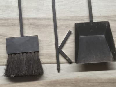 Vintage MCM Mid Century Modern Fireplace Tool Set Brass Cylinder Handles Seymour - Thumbnail 2