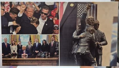 PRES. DONALD J TRUMP Photo Collage 18x9.5 DTS 1/4" White PVC Print W/hardware - Thumbnail 5