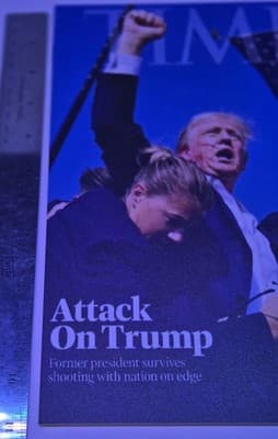 PRES. TRUMP Time Cover Assassination Pic 8.5x11 1/4" White PVC Print W/hardware - Thumbnail 9