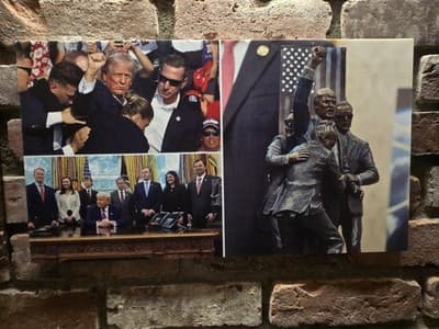 PRES. DONALD J TRUMP Photo Collage 18x9.5 DTS 1/4" White PVC Print W/hardware - Thumbnail 2