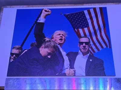 PRES. TRUMP Famous "FIGHT" Photo 8.25x11 DTS 1/4" White PVC Print W/hardware - Thumbnail 6
