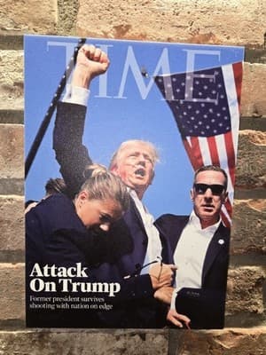 PRES. TRUMP Time Cover Assassination Pic 8.5x11 1/4" White PVC Print W/hardware - Thumbnail 2