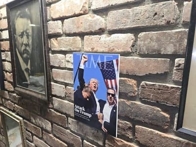 PRES. TRUMP Time Cover Assassination Pic 8.5x11 1/4" White PVC Print W/hardware - Thumbnail 3