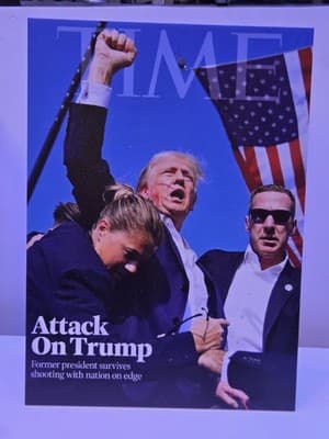 PRES. TRUMP Time Cover Assassination Pic 8.5x11 1/4" White PVC Print W/hardware - Thumbnail 5