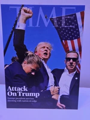 PRES. TRUMP Time Cover Assassination Pic 8.5x11 1/4" White PVC Print W/hardware - Thumbnail 4