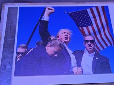 PRES. TRUMP Famous "FIGHT" Photo 8.25x11 DTS 1/4" White PVC Print W/hardware - Thumbnail 7