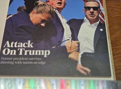 PRES. TRUMP Time Cover Assassination Pic 8.5x11 1/4" White PVC Print W/hardware - Thumbnail 8
