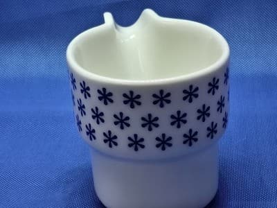 Vintage Gustavsberg Sweden Bone China Creamer Jug Blue Floral Mid Century MCM - Thumbnail 4