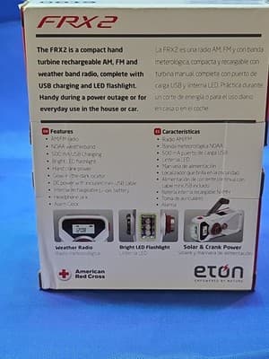 Eton FRX2 AM/FM NOAA Weather Alert Radio Hand Turbine Solar/USB LED Alarm - Thumbnail 2