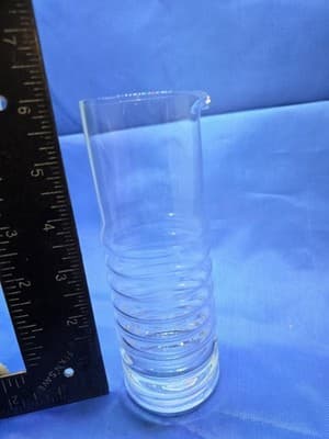 MID CENTURY SCHOTT ZWIESEL RIBBED CLEAR GLASS MARTINI PITCHER / DECANTER 6" - Thumbnail 2