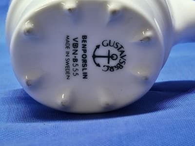 Vintage Gustavsberg Sweden Bone China Creamer Jug Blue Floral Mid Century MCM - Thumbnail 5