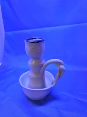 Williamsburg Pottery Salt Glaze Cobalt Blue Stoneware Candle Holder 4.5” EUC - Thumbnail 3