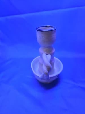 Williamsburg Pottery Salt Glaze Cobalt Blue Stoneware Candle Holder 4.5” EUC - Thumbnail 4