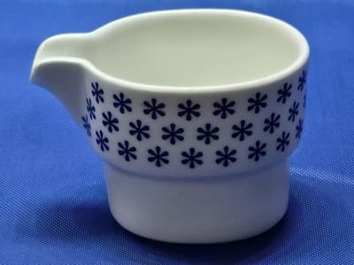 Vintage Gustavsberg Sweden Bone China Creamer Jug Blue Floral Mid Century MCM - Thumbnail 3