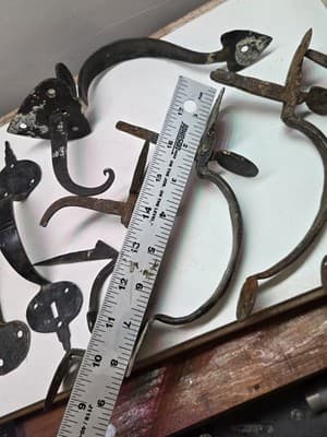 LOT Of ANTIQUE WROUGHT IRON DOOR HARDWARE 1800-1900 Door Handles- Suffolk - Thumbnail 7