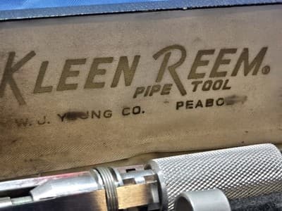Vintage Kleen Reem Pipe Tool Reamer Cleaner W.J. Young Co Peabody MA With Case - Thumbnail 2