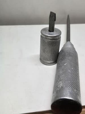 Vintage RARE 12" & 3" Steel/Aluminim Screwdriver Set Unique Knurled handles - Thumbnail 12