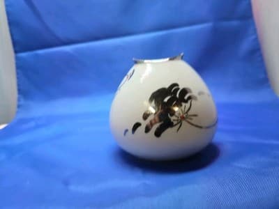 Antique RS Germany Porcelain Miniature Bud Vase Silver Trim Hand Painted Art... - Thumbnail 3