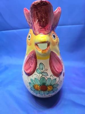 Large Italian Pottery Rooster Pitcher Sea Dragon 8 1/2" - Thumbnail 2