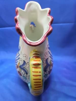 Large Italian Pottery Rooster Pitcher Sea Dragon 8 1/2" - Thumbnail 4