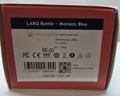 LARQ Self Cleaning Water Bottle Monaco Blue BRAND NEW ECO-Friendly, Safe&Healthy - Thumbnail 5