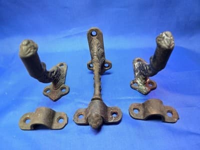 3 Antique Cast Iron Handrail Brackets Set 1890 Wellesley MA Barn Salvag Eastlake