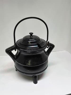 Cast iron Cauldron w. Lid and Handles,Perfect For Smudging, Incense Burner
