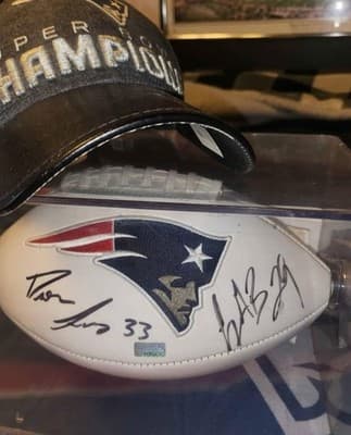 Historic SB51 autographed footbal blunt, white, lewis Pats Winning Backfield COA