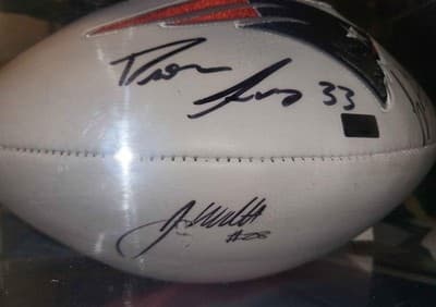 Historic SB51 autographed footbal blunt, white, lewis Pats Winning Backfield COA - Thumbnail 2