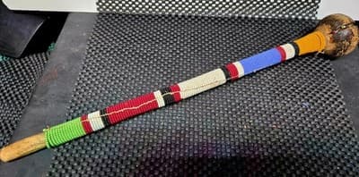 African Handmade Beaded Maasi Rungu Club / 16 inches / Africa / Kenya - Thumbnail 3