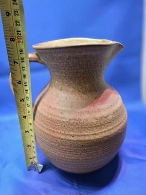 Vintage Justice Pottery Signed Stoneware Pitcher Hand Thrown Studio Art Jug - Thumbnail 8